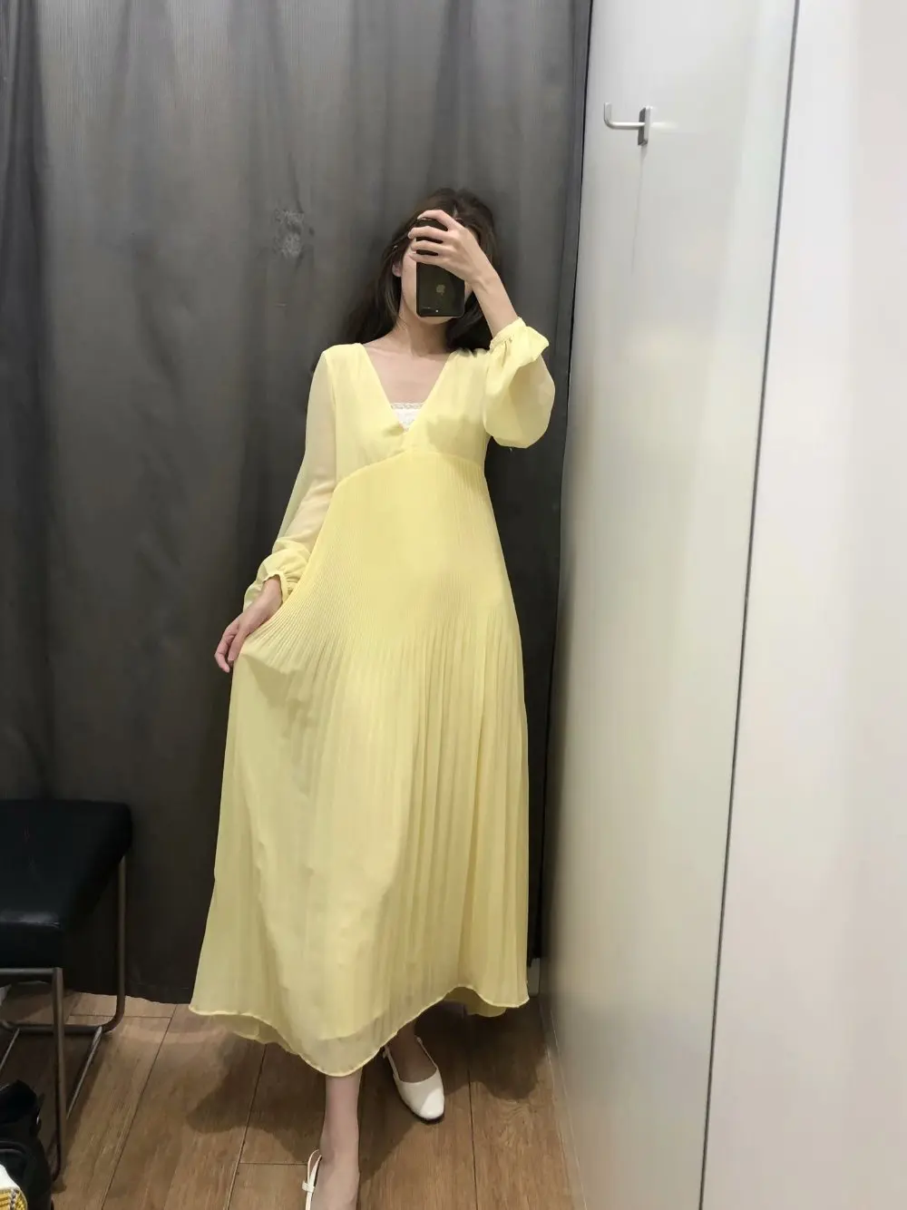 19 za зимнее женское платье со складками шифоновое vestidos Женское Платье макси с