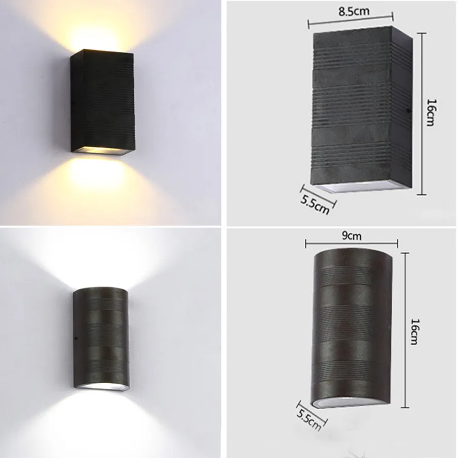 

Thrisdar 10W Outdoor Waterproof LED Porch Light Up Down Aluminum Wall Lamp Yard Corridor Villa Balcony Front Door Wall Light
