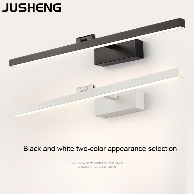 

JUSHENG Modern Bathroom Wall light Over Mirror Indoor Black Sconces Wall Lamps with Swing arm White Vanity Lights