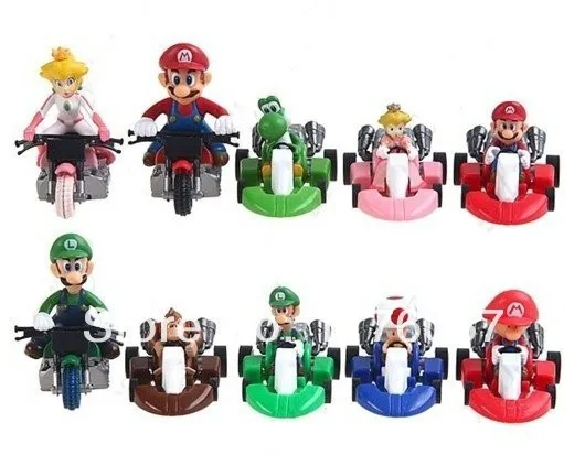 10 pcs Classic Game Toys Nintendo SUPER MARIO Yoshi Kart Pull Back Racers Car Figure Set | Игрушки и хобби