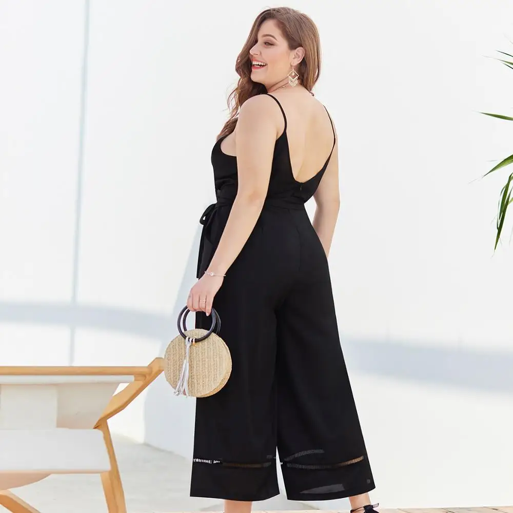 Женские комбинезоны с открытой спиной кружевные большого размера 3XL 4XL глубоким