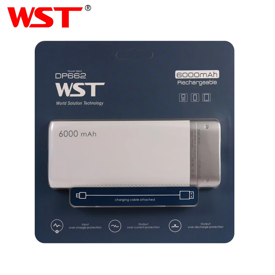 WST Slim Real 6000 мАч Внешний аккумулятор повербанк мобильный внешний Powerbank для Xiaomi Samsung