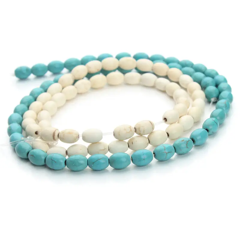 1 нитка натуральный камень синий белый бисер овальный шар свободные бусины 6*8 мм