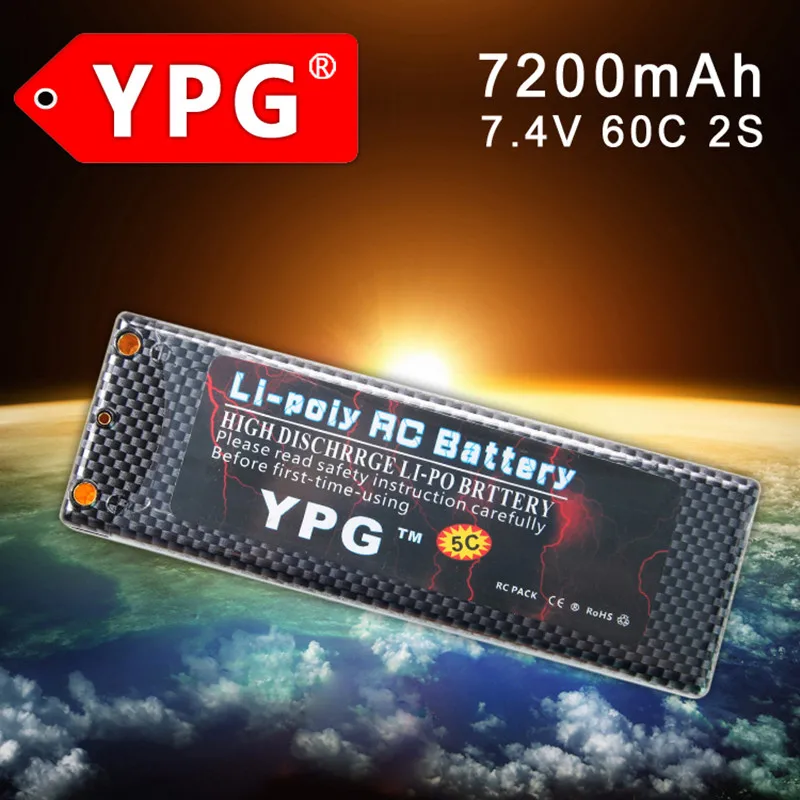 

YPG 7.4V 7200mAH 60C 2S Lipo Li-poly Battery For RC Model Car Boat Truck Buggy