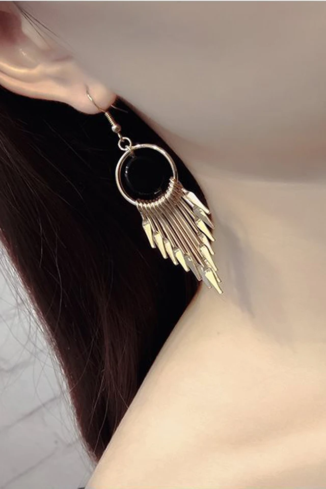 2018 новые индивидуальные черные круглые висячие серьги с кисточками в стиле бохо