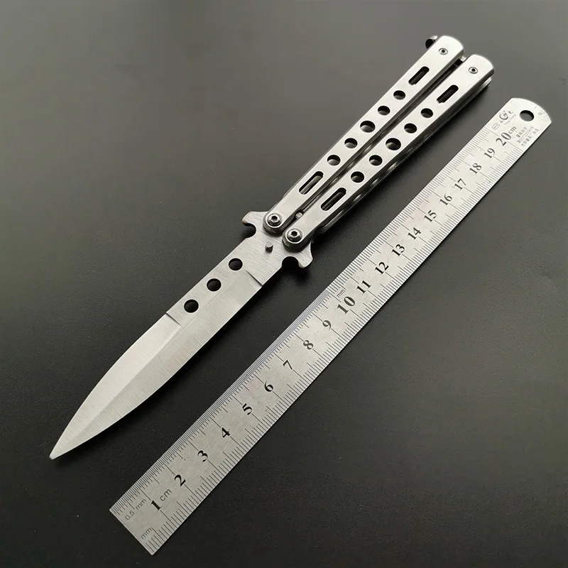 L5 Silver Складной нож-бабочка, тренировочный нож, не острый, косплей, нож карамбит, Бесплатные аксессуары - Цвет: L5 Silver