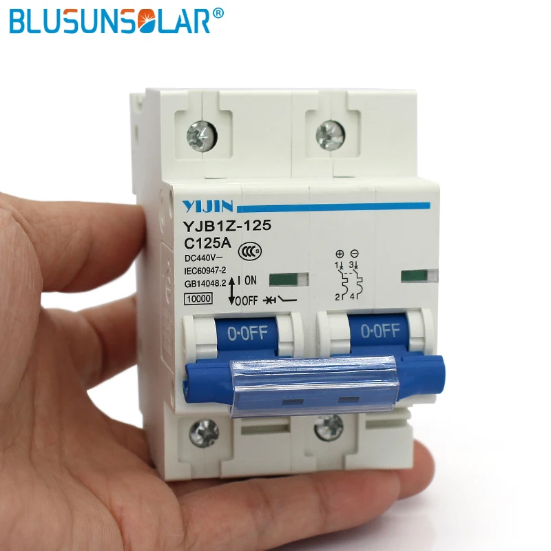 

1 pieces 2P 125A DC440V MCB Solar Energy Photovoltaic Switch PV Mini DC Circuit Breaker for PV Solar System DL0232