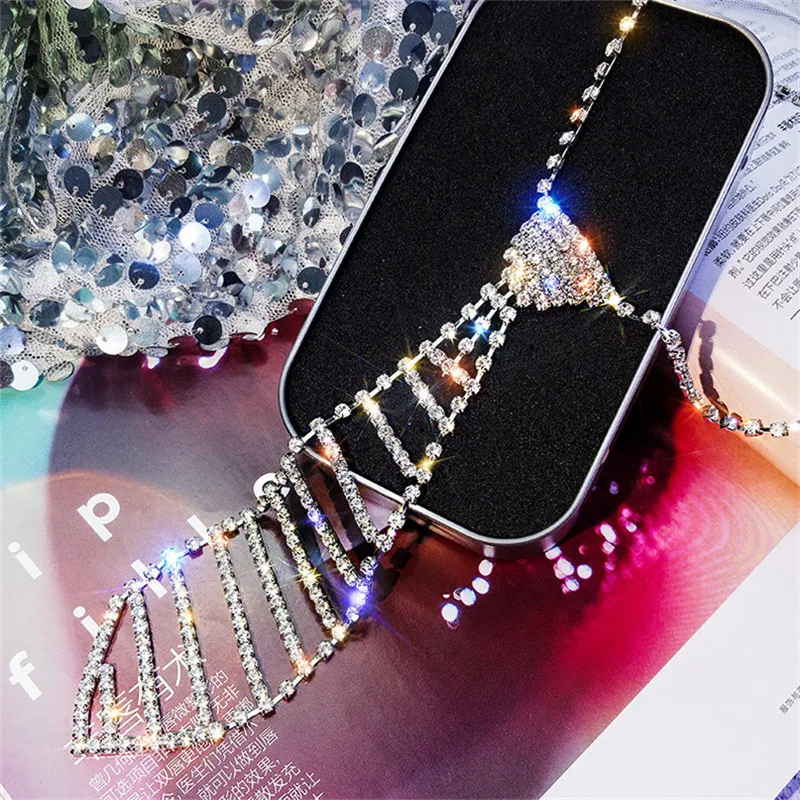 FYUAN полностью Стразы колье ожерелья для женщин Bijoux Длинный Галстук кристалл