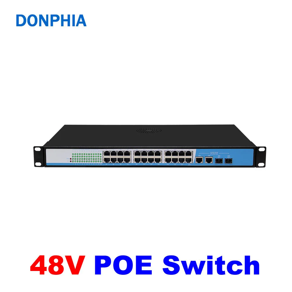 Сетевой коммутатор IEEE802.3af/at 24 канала 48 В 2 LAN порта 250 Мбит/с 100 Мбит/с|Коробки