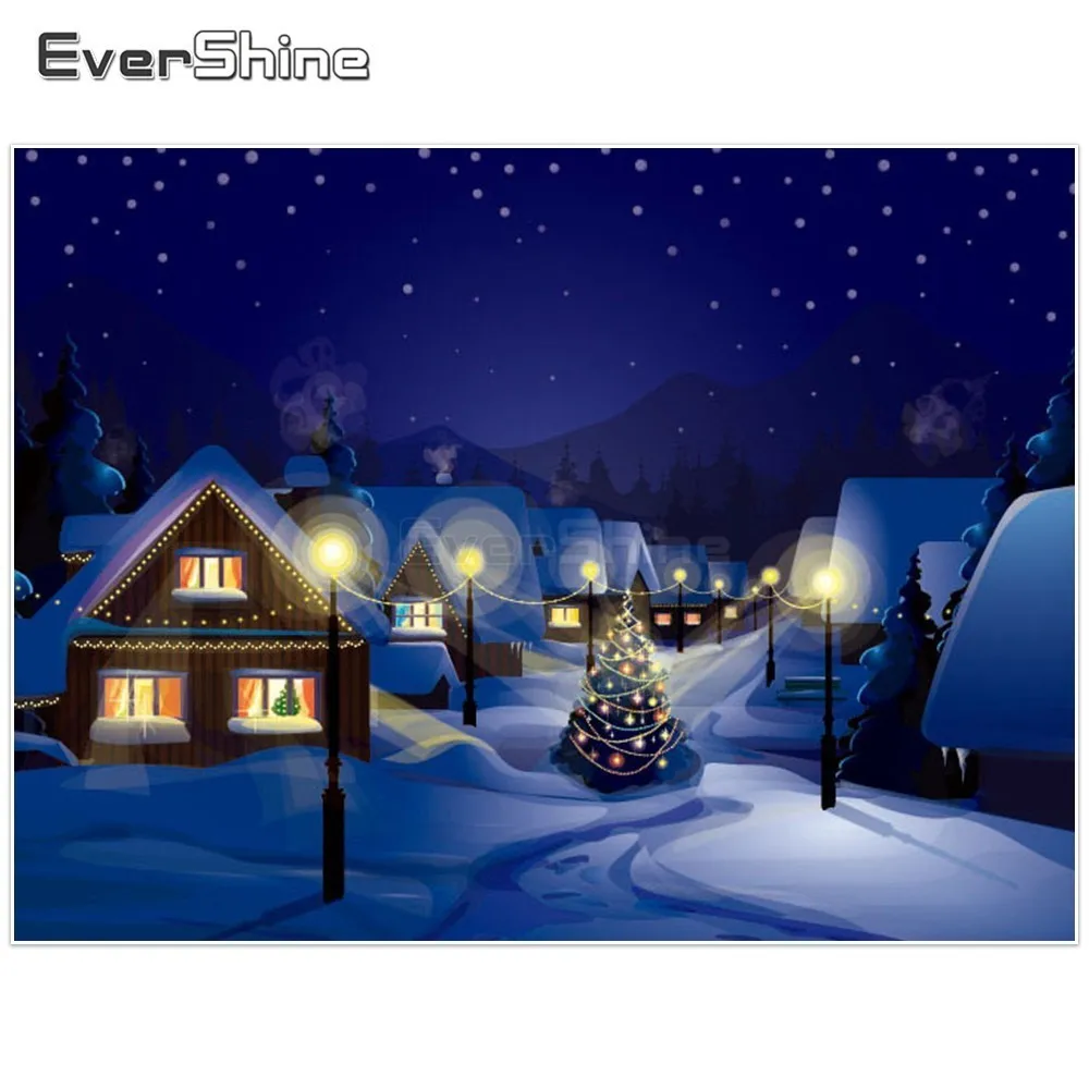 EverShine Christmas Scenery Full Square Rhinestones Diamond Painting DIY 5D Mosaic Snow Scene Paint With Diamonds|Алмазная мозаика и