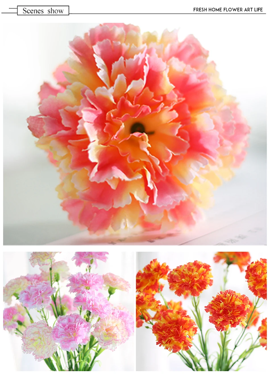 artificial flowers flower carnation silk branch wedding Bridal Bouquet Fall Vivid Fake Flowers For Wedding Home Decoration
