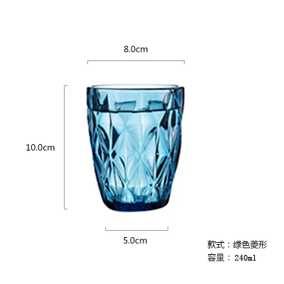 240ml Blue B Милая Ретро рельефная стеклянная чашка Бытовая утолщенная термостойкая чайная чашка большая креативная чашка для сока - Цвет: 240ml Blue B