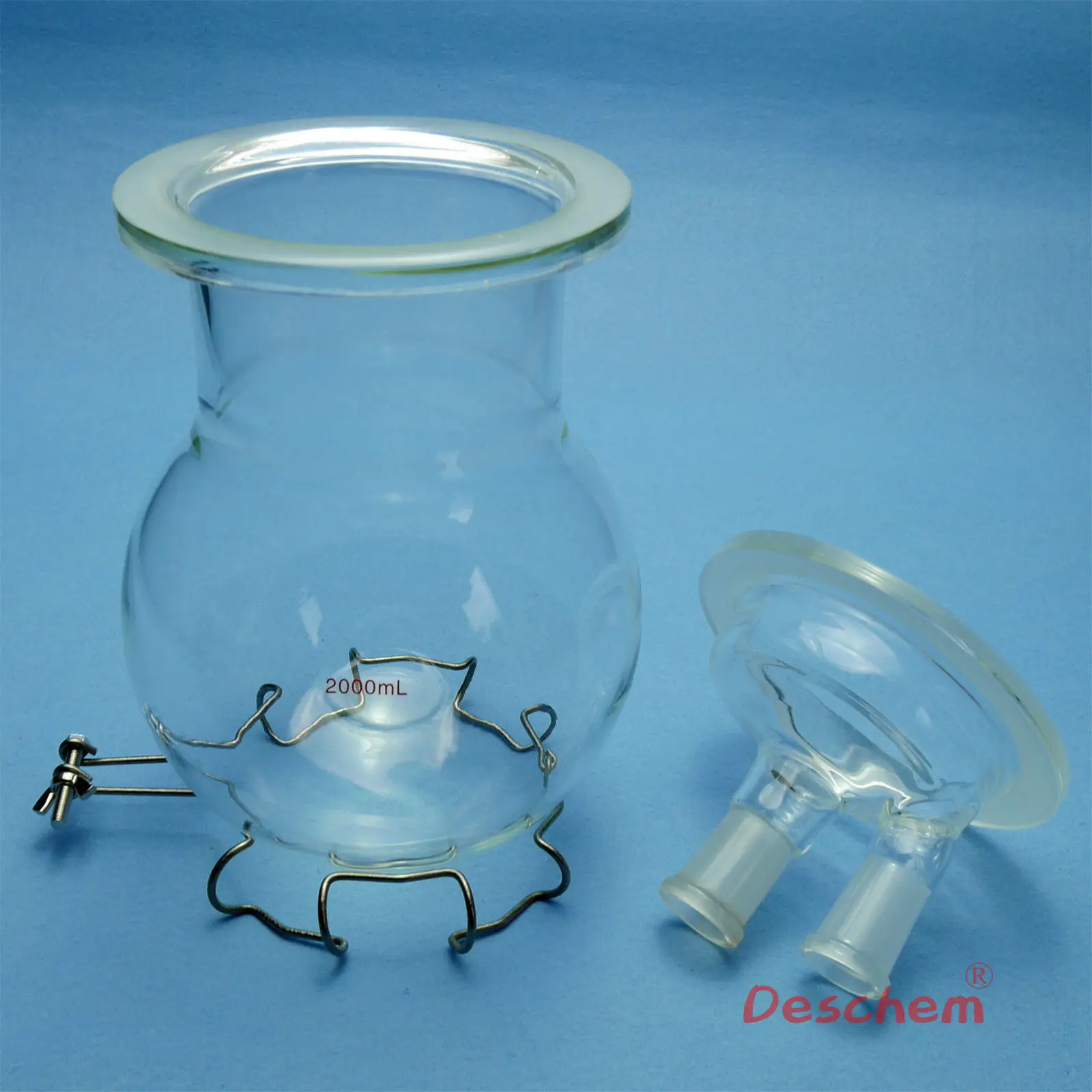 2000 мл 24/40 стеклянный реактор с двумя шейками лабораторная реакционная колба 2 л