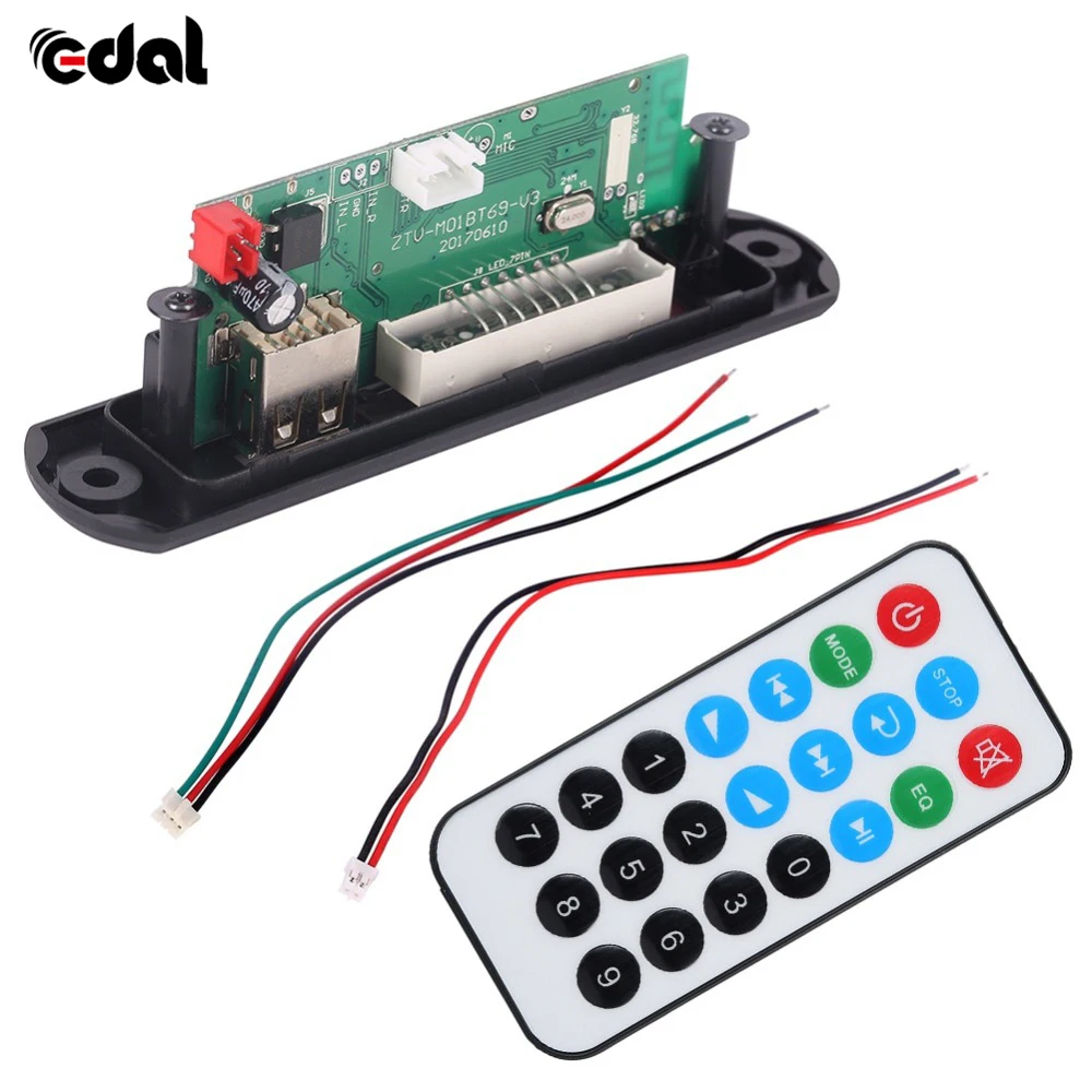 EDAL 12В Автомобильный Bluetooth MP3 декодер плата модуль плеер Поддержка FM радио USB/TF ЖК