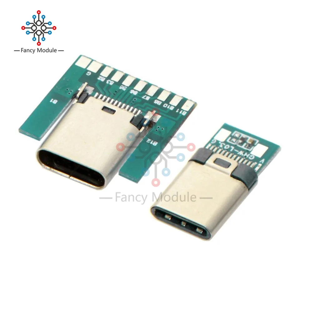 Разъем diymore USB 3 1 типа C 24 штырька штекер/гнездо адаптер розетка для припоя провод и