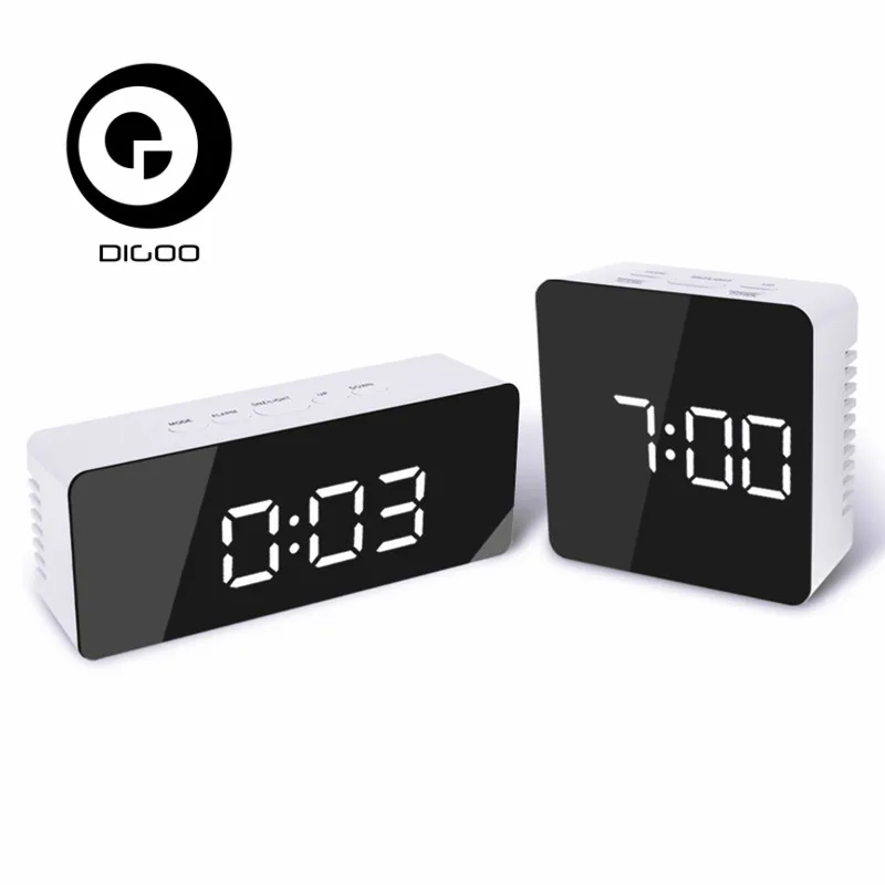 Digoo DG-DM1, беспроводной, USB, зеркало, светодиодный, цифровой термометр, время, температура, ночной режим, огни, черный повтор, будильник