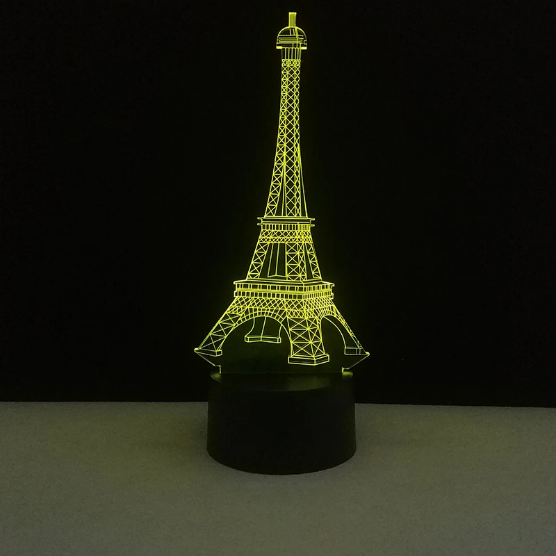 3D Красочные настольные лампы USB Светодиодная лампа Франция Париж Эйфелева башня