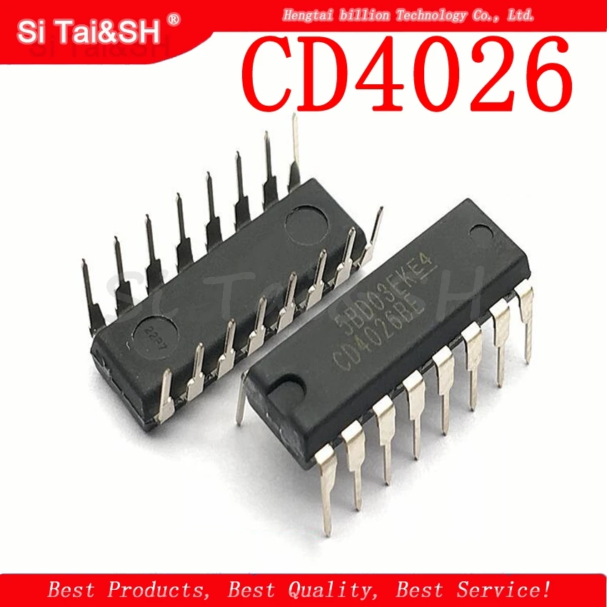 10 шт./лот CD4026 CD4026BE 4026 IC CMOS счетчики десять лет/делитель DIP-16 | Электронные