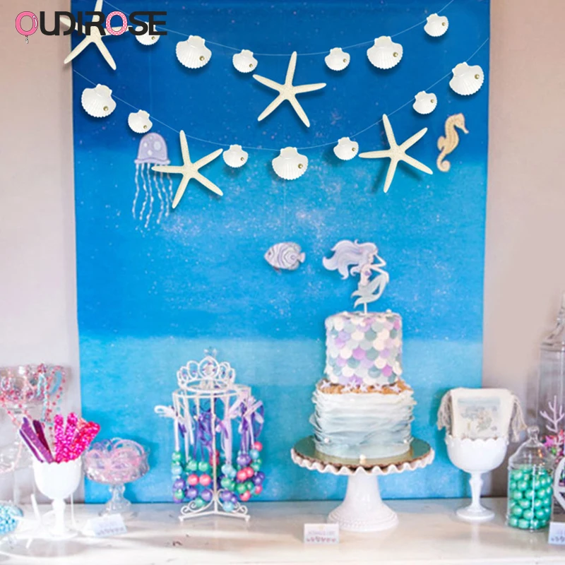 Marine Style Mermaid Starfish Shell Flags Wedding Decorations Birthday Party DIY Romantic Room Valentine's Gift Supplies | Дом и сад