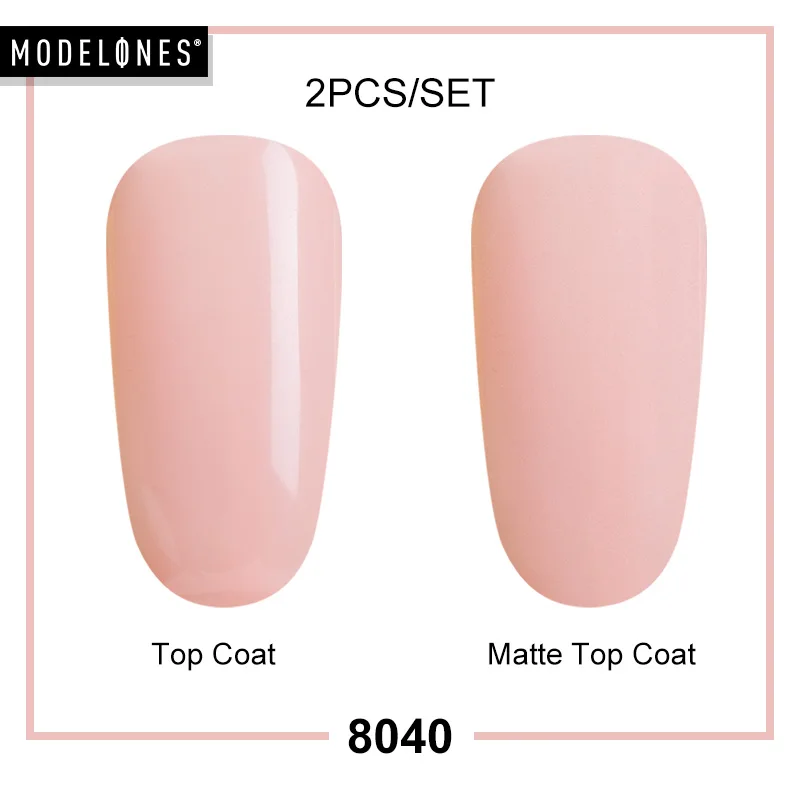 8040 MATTE TOP COAT Modelones, 2 шт./лот, Матовый верхний слой, набор гель-лаков для ногтей, сделай сам, матовый эффект, светодиодный Гель-лак для ногтей, наборы, Полупостоянный УФ-Гибридный гель - Цвет: 8040 MATTE TOP COAT