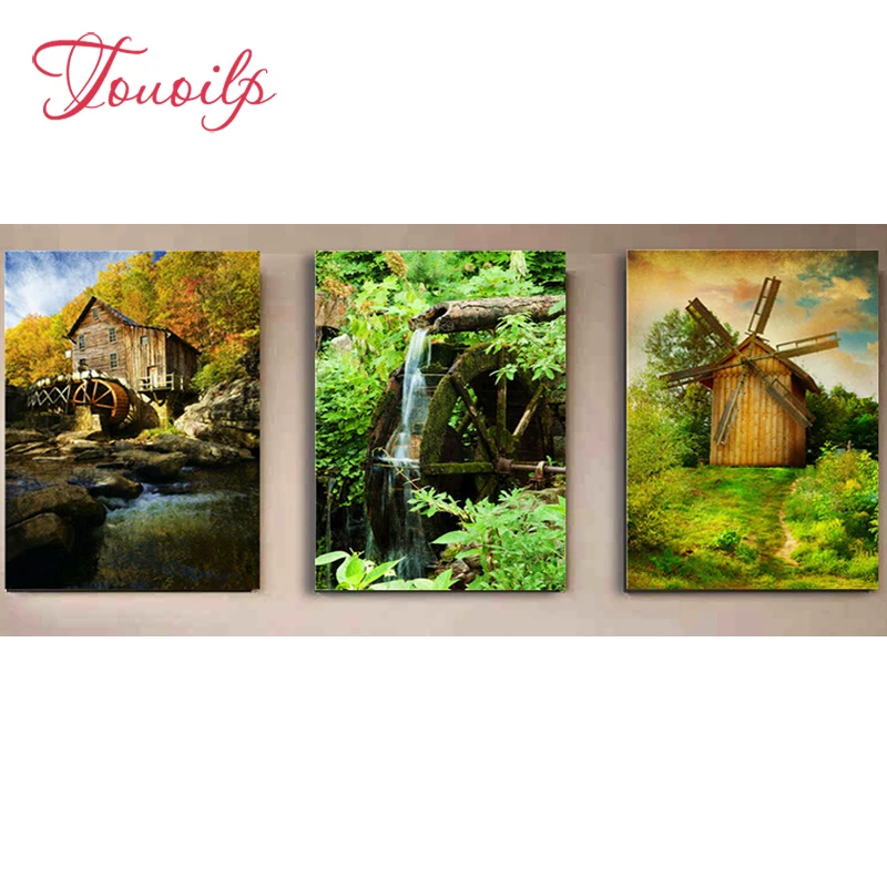 

3 pcs set,Diamond Embroidery"nature scenery"5D diy Diamond Painting Cross Stitch,windmill picture,Diamond Mosaic,home Decoration