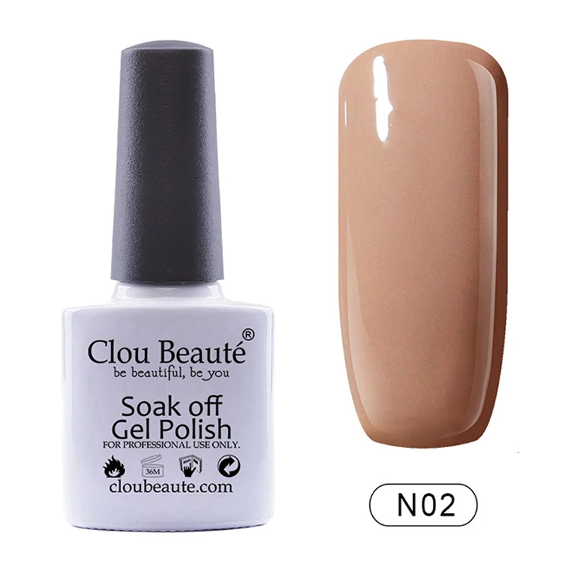 N02 Clou Beaute телесный серии цвета УФ гель лак для ногтей 10 мл замачиваемый Гель-лак бежевый Гель-лак для нейл-арта Vernis Полупостоянный - Цвет: N02