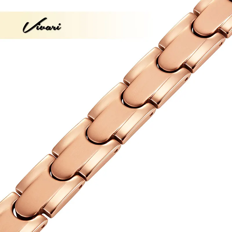 Vivari Bio Unisex Stainless Steel Bracelet For Women 99.99999% Solid Germanium Far Infra Charm Red Gold Color Bangle Wristband | Украшения