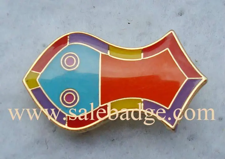 

Most popular colorful fish brooch souvenir sports hard enamel gold lapel pins