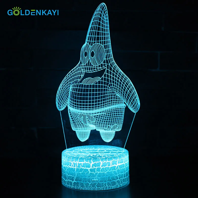 GOLDENKAYI 3D LED Оригинальное ночное освещение атмосфера визуальная лампа сенсорный
