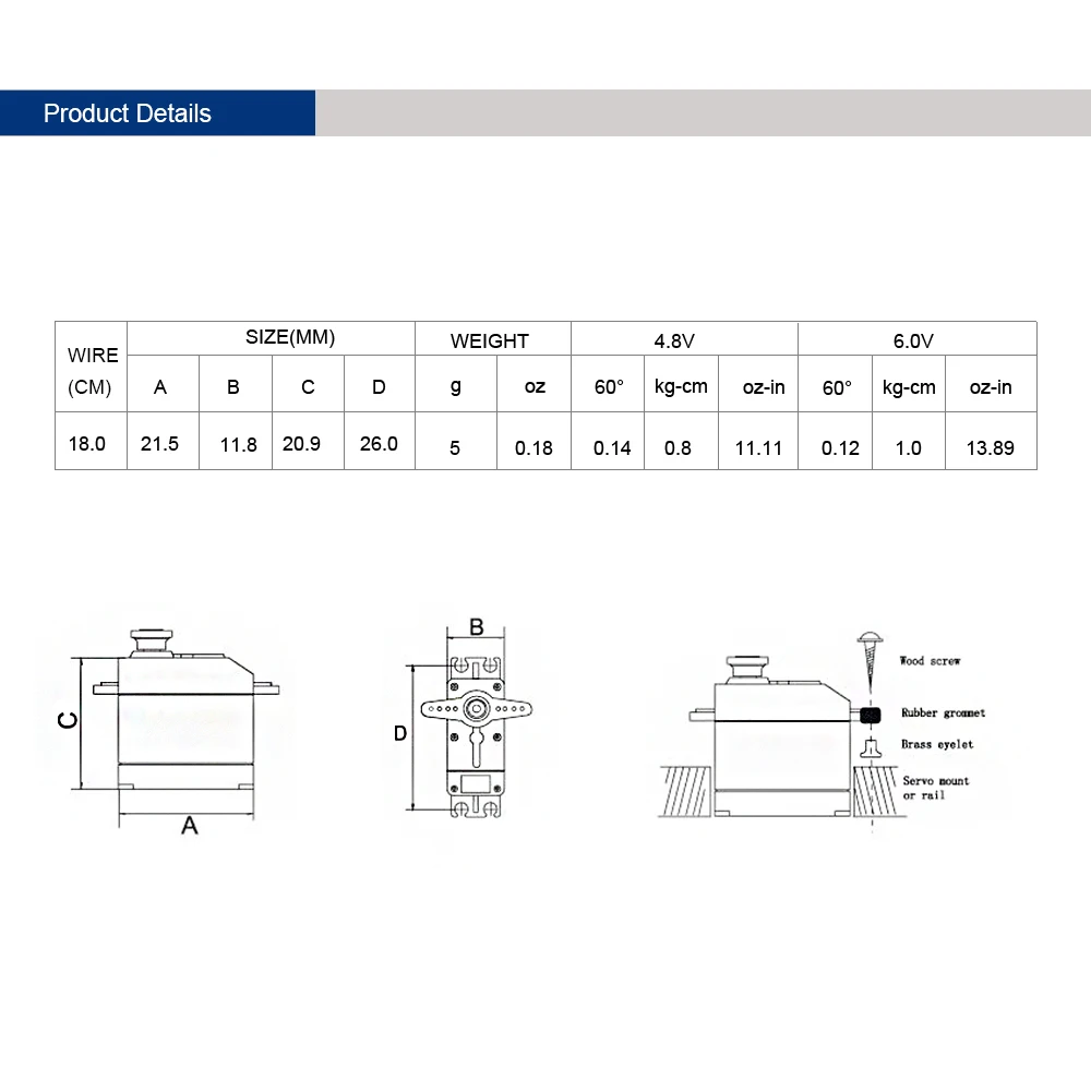 Стандартный сервопривод для радиоуправляемого самолета с неподвижным