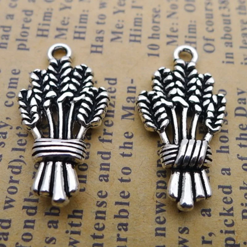 

100PCS Hand Stamped Alloy Rice Ear DIY Charms Dangle For DIY Jewelry Gifts 13*21mm