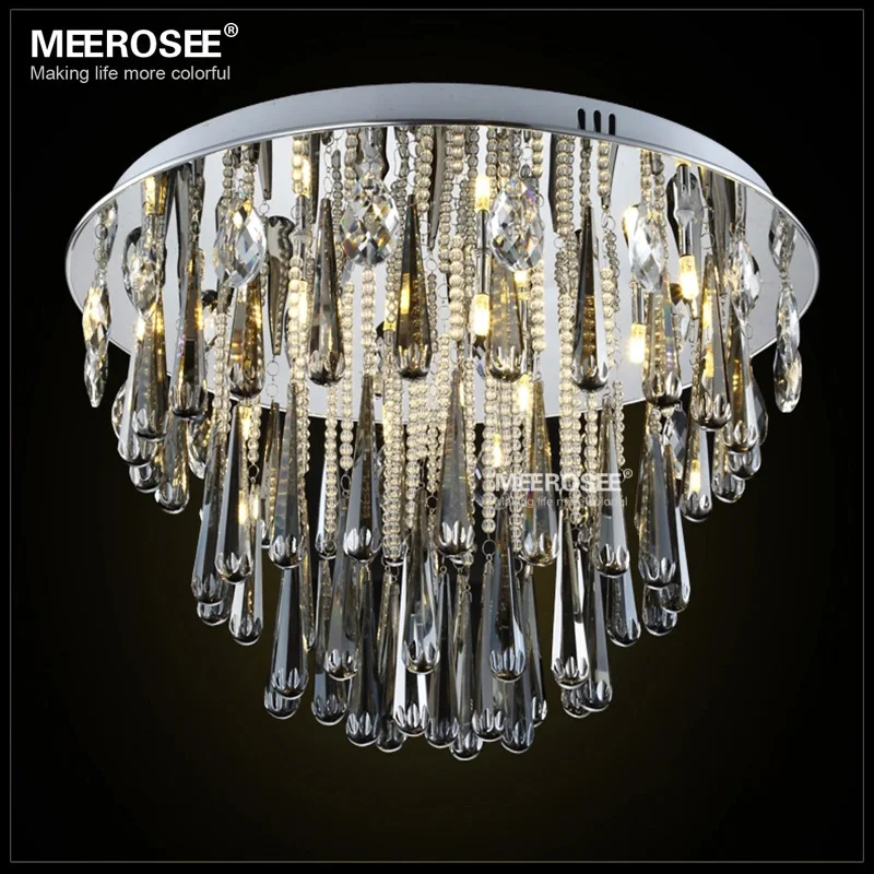 

Round Crystal Chandelier Light Fixture G4 Flush Mounted Lustres de cristal Chandelier lighting for foyer Lamparas de Techo Home