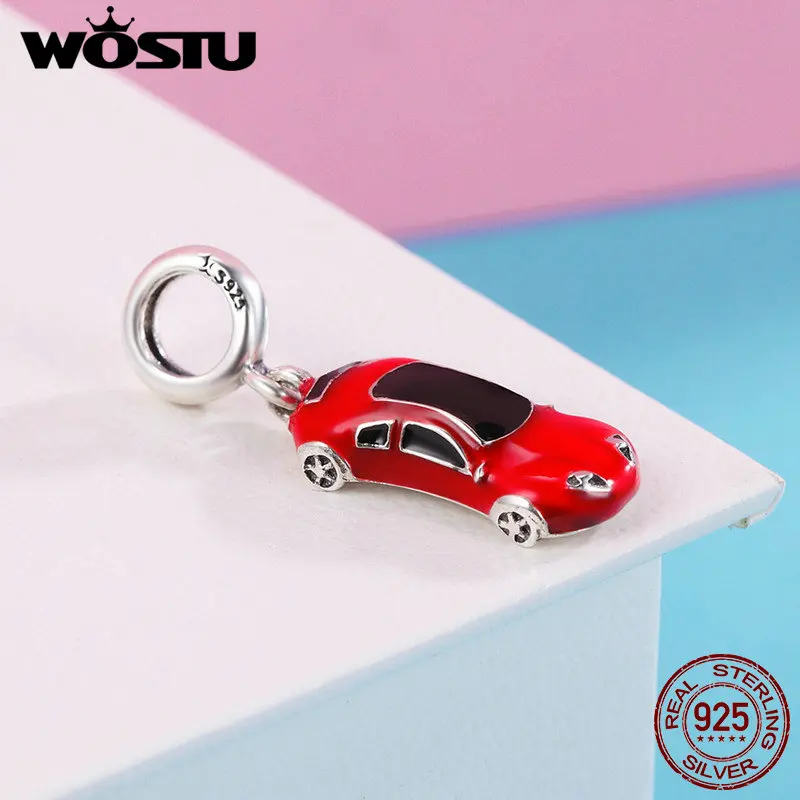 WOSTU 925 пробы Серебряный Модный спортивный автомобиль Подвеска Шарм подходит для женщин бусины браслет и браслет DIY Ювелирные изделия CQC484