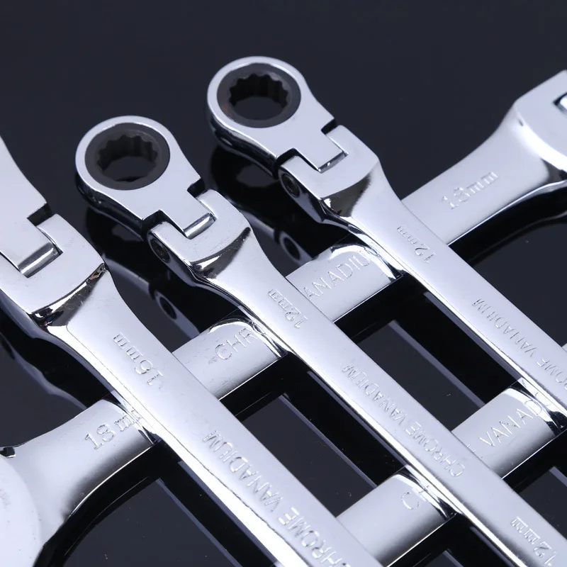 

5pcs/set 12,14,16,17,18mm Quick Flexible Head Reversible Ratchet Handle Wrench Set Universal Combination Wrenches Spanner Set