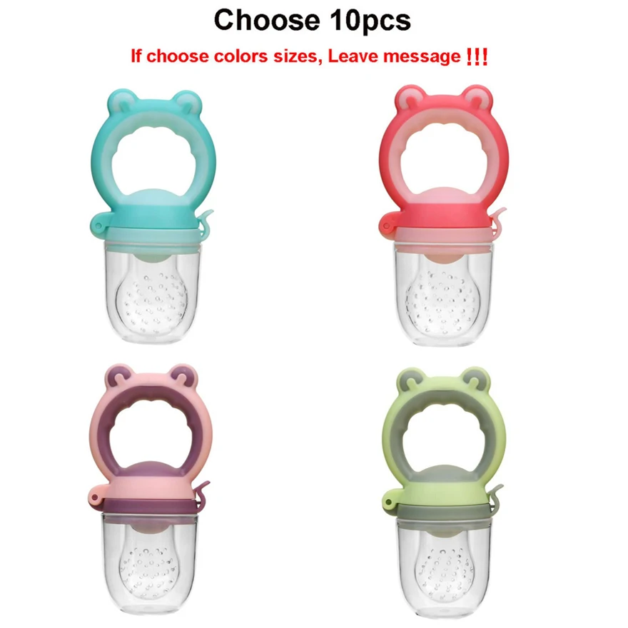 Choose 10pcs 10 шт., новинка, соска для фруктов, милый ребенок, едят овощи, еда, фрукты, силиконовая сумка для укуса, безопасная детская бутылочка для кормления, обучающая соска, кормушка для еды - Цвет: Choose 10pcs