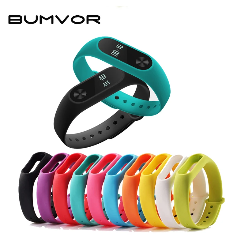 

BUMVOR Pure Strap Original Mi Band Strap for xiaomi mi band 2 Replacement Bracelet Silicone Wristband Accessories Miband