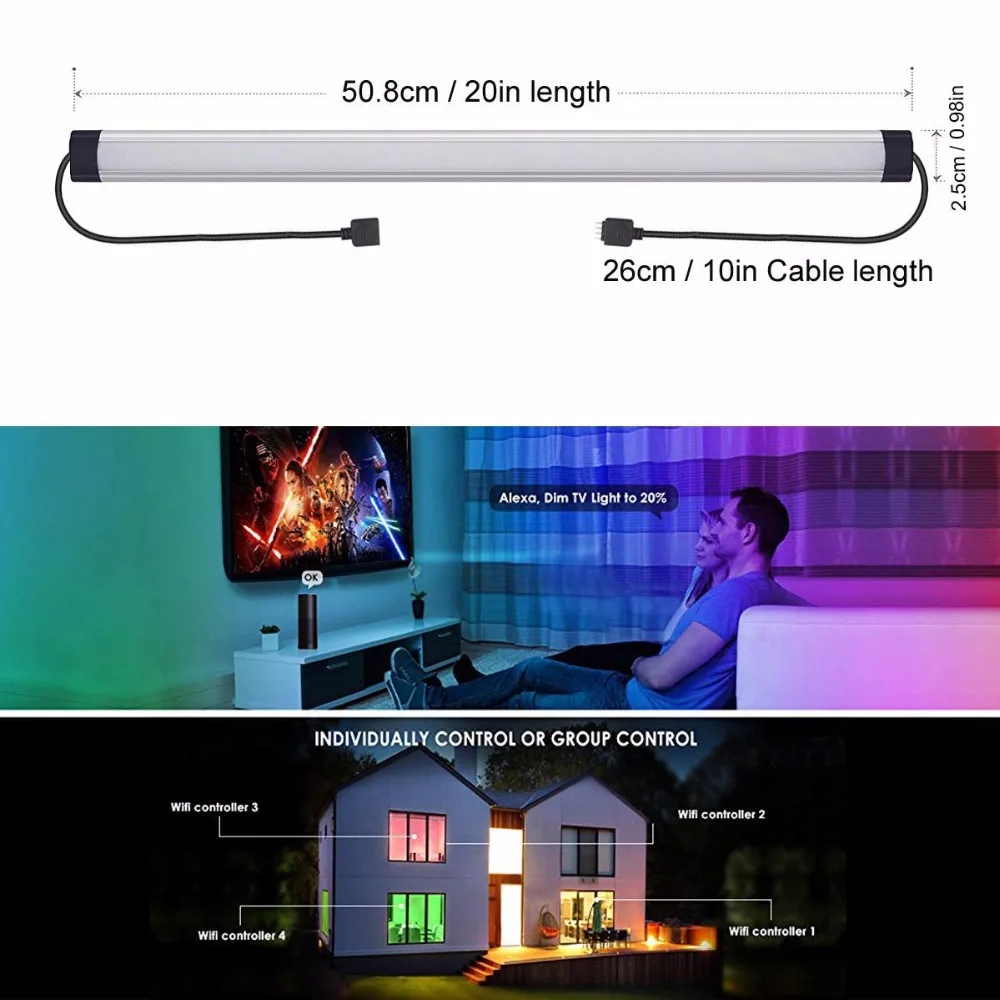 Светодио дный LED Smart под шкафом освещение-затемняемый счетчиком огни 20 дюймов