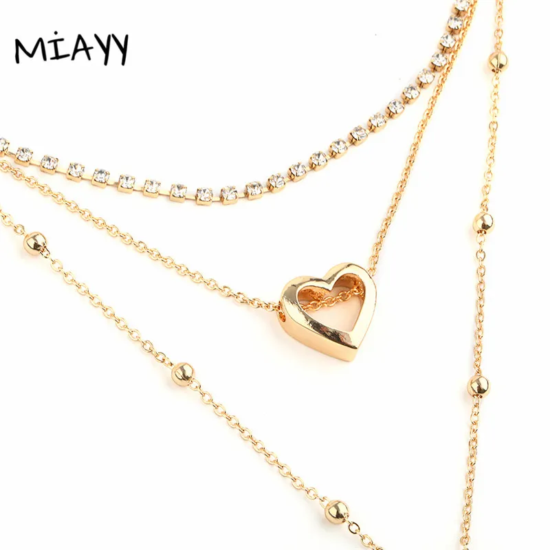 Новое многослойное ожерелье с кисточками для женщин Iced Out теннисное золотого