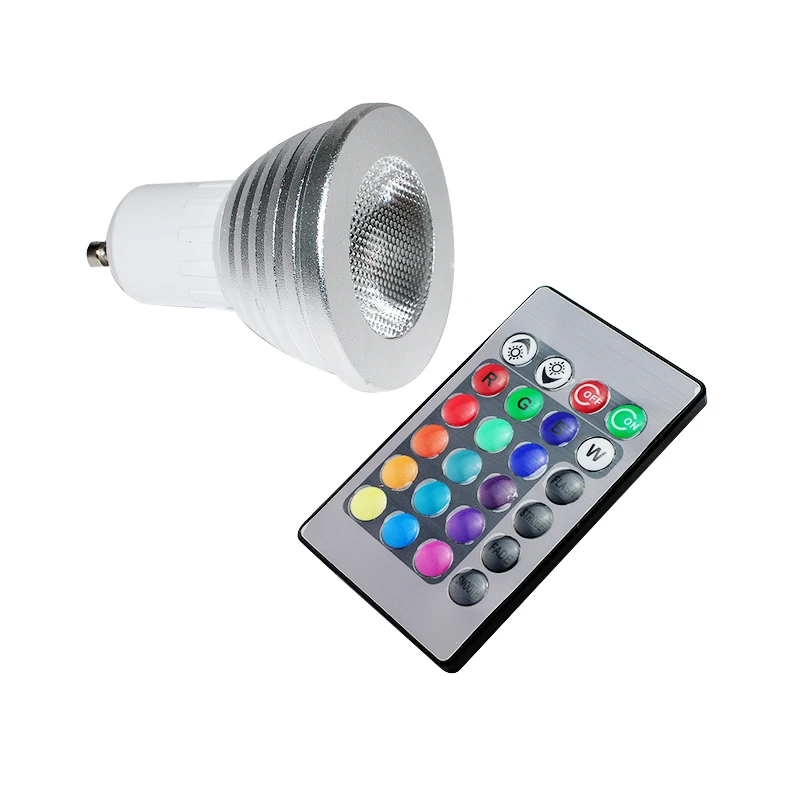 16 цветов 3 Вт E27 E14 GU10 MR16 RGB Светодиодная лампа + ИК-пульт дистанционного управления
