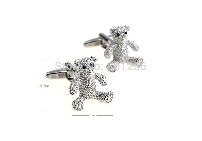Акция! Запонки с мишкой из медного материала серебристого цвета|bear cufflinks|cufflinks
