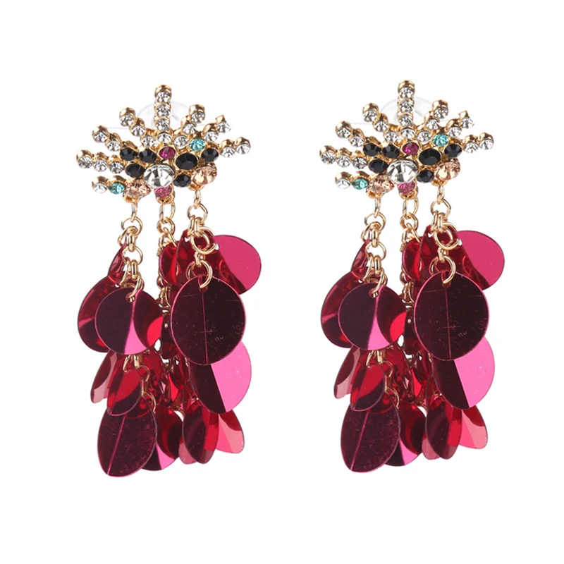 Женские серьги-подвески Junlead длинные с блестками и стразами | Украшения