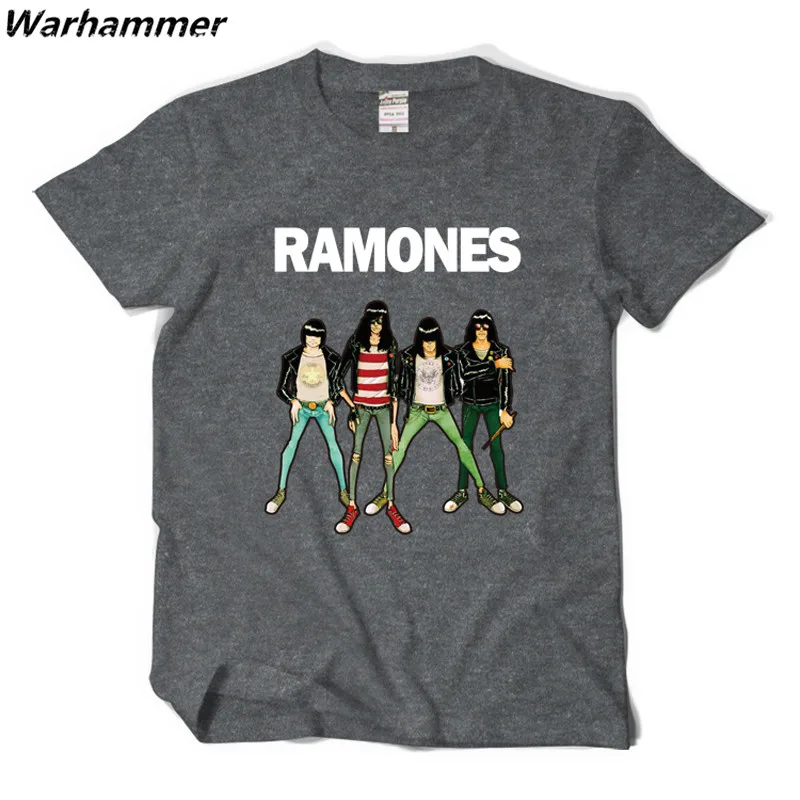 Warhammer Ramones Для мужчин футболка американская панк-рок-группа лето О-образным