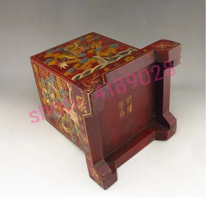 

Exquisite lacquer ware, hand-painted dragon flourishing, jade seal box, woodcarving handicraft decorations.