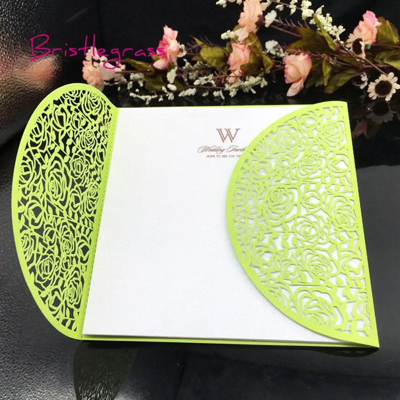 BRISTLEGRASS 1 Set Sample Laser Cut Ribbon Bowtie Rose Flower Party Wedding Invitation Engagement Event Invite Card Personalised | Дом и сад