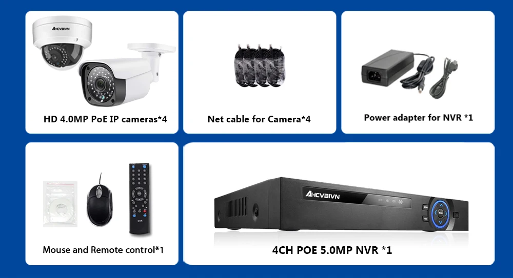 HD 4CH 5MP 1080P HDMI 48V POE 5MP NVR CCTV камера система наружная безопасность 4.0MP ip-камера P2P система видеонаблюдения NVR комплект
