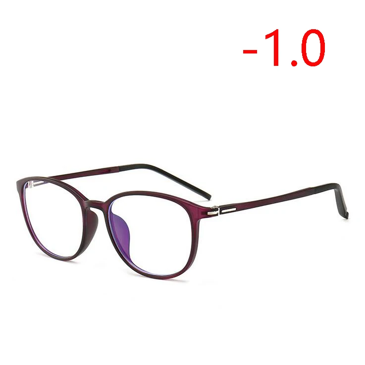 Myopia 100 1,56 асферические линзы овальные очки для близорукости с градусом Ретро ультра-светильник TR90 студенческие очки для близорукости 0~-4,0 - Цвет оправы: Myopia 100