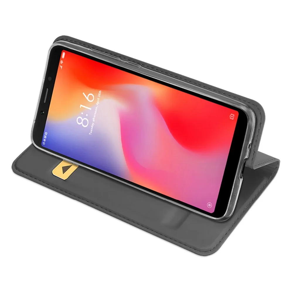 Glass film gift) DUX DUCIS Leather Flip Case for Xiaomi Redmi 6A Book Wallet Phone Cover Redmi6A 6 A 5.45&quot | Мобильные телефоны
