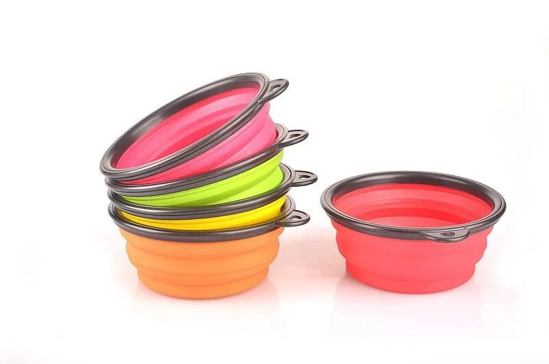 G85 новая складная силиконовая миска для собак карамельного цвета путешествий на