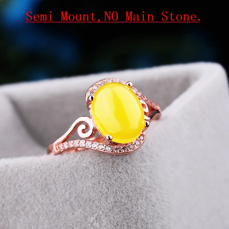 Sterling Silver 925 Women Engagement Wedding Ring 9x11mm Oval Cabochon Semi Mount Cubic Zirconia CZ Setting | Украшения и