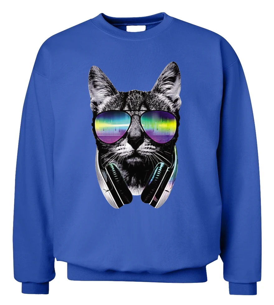 Аниме музыкальный Кот-диджей 3D печатных для мужчин толстовки 2019 на весну и зиму